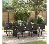 Vidaxl Ensemble De Salle À Manger Pour Jardin 11 Pcs Noir Poly Rotin