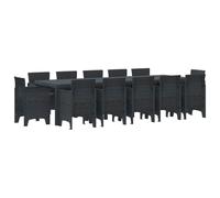 vidaXL Ensemble de Salle à Manger pour Jardin 13 pc Anthracite | 12 places, idéal pour les événements entre amis, Fait de poly-rattan résistant aux UV, solide et durable,