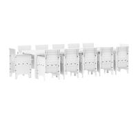 vidaXL Ensemble de Salle à Manger pour Jardin 13 pcs Blanc Poly rotin, Jardin et terrasse, Ensemble Repas extérieur Moderne, mobilier Ergonomique, Style rectangulaire, Anti-UV pour l'été