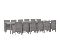 vidaXL Ensemble de Salle à Manger pour Jardin 13 pcs Gris Clair, Ensemble de Jardin Tendance, rectangulaire, léger, résistant aux intempéries pour Repas en extérieur
