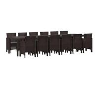 Ensemble De Salle À Manger De Jardin Vidaxl 13 Pièces Avec Coussins Rotin Poly Marron