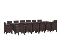 vidaXL Ensemble de Salle à Manger pour Jardin 15 pcs Marron, Ensemble de Jardin et terrasse, mobilier Moderne rectangulaire, Patio Contemporain, al Fresco