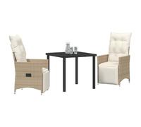vidaXL Salon de jardin avec coussins 3 pcs Beige Poly Rattan