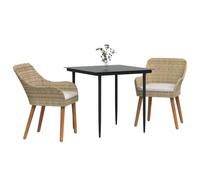 vidaXL Ensemble de Salle à Manger pour Jardin 3 pcs Beige polyrotin, Set de Jardin élégant, matériaux résistants aux UV, Table et chaises pour Repas en Plein air