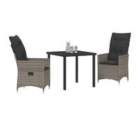 vidaXL Ensemble de Salle à Manger pour Jardin 3 pcs Gris Poly rotin, Ensemble de Salle à Manger Moderne, chaises ergonomiques, Table en rotin, sièges Ajustables pour terrasse.