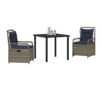 vidaXL Ensemble de chaises de patio inclinables avec coussins | Mobilier d'extérieur super confort avec dossier réglable, en rattan PE, cadre en acier robuste, sièges de jardin gris bleu marine et tab