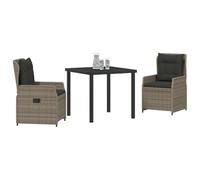 vidaXL Ensemble de Salle à Manger pour Jardin 3 pcs Gris polyrotin, Jardin et terrasse, Ensemble de Repas extérieur Moderne, mobilier en Poly rotin, détente en Plein air