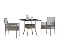 vidaXL Ensemble salle à manger jardin 3 pcs Gris polyrotin – Moderne, résistant aux intempéries