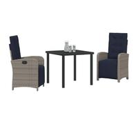vidaXL Ensemble de Salle à Manger pour Jardin 3 pcs Gris polyrotin, Jardin et Terrasse, Unité de Diner Extérieur, Set Patio Actuel, Confort Assuré, Rassemblement Contemporain