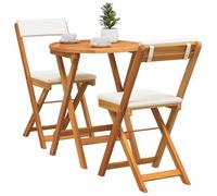 Vidaxl Ensemble Bistro Pliable 3 Pièces Avec Coussins En Bois D'acacia Solide