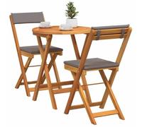 Vidaxl Ensemble Bistro Pliable 3 Pièces Avec Coussins En Bois Massif Acacia