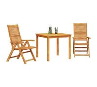 vidaXL Ensemble de Salle à Manger pour Jardin 3 pcs Marron, Ensemble de Jardin en Acacia, mobilier extérieur Rustique, résistant aux intempéries, assises Beige Marron