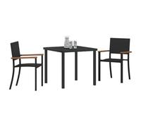 vidaXL Ensemble de Salle à Manger pour Jardin 3 pcs Noir, Ensemble de Meubles en rotin Moderne et Durable pour Le Jardin et la terrasse, sièges de Salon en Plein air, Groupe de Conversation sur Patio