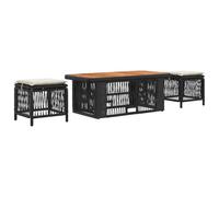 vidaXL Ensemble de Salle à Manger pour Jardin 4 pcs Noir et Crème, Ensemble de Jardin, Meubles Modernes résistants aux intempéries, Table réglable pour Repas en Plein air