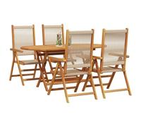 Ensemble De Jardin 5 Pièces Vidaxl En Bois D'acacia Et Poly Rotin, Beige