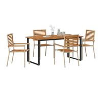 vidaXL Ensemble de Salle à Manger pour Jardin 5 pcs Beige, Jardin et terrasse, Set Moderne en Acacia pour Repas en Plein air, Collection étanche, idéal pour recevoir