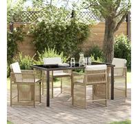Vidaxl Ensemble De Salle À Manger Pour Jardin 5 Pcs Beige Polyrotin