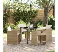 Vidaxl Ensemble De Salle À Manger Pour Jardin 5 Pcs Beige Polyrotin