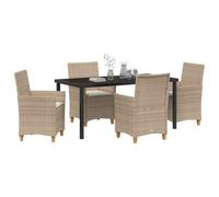 Vidaxl Ensemble De Salle À Manger De Jardin 5 Pièces Avec Coussins Beige Poly Rattan