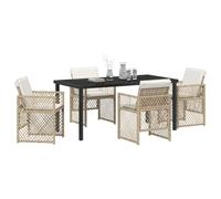 vidaXL Ensemble de Salle à Manger pour Jardin 5 pcs Beige polyrotin, Salon de Jardin et terrasse, Ensemble de Repas extérieur Moderne, mobilier Durable et Minimaliste pour espaces urbains