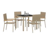 vidaXL Ensemble de Salle à Manger pour Jardin 5 pcs Beige, Ensemble Moderne de Salle à Manger d'extérieur, Table et chaises, mobilier en Osier, Collection Alfresco