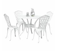 vidaXL Ensemble de Salle à Manger pour Jardin 5 pcs Blanc Aluminium, Ensemble de Jardin en Aluminium, Table Traditionnelle, Meubles résistant aux intempéries pour Vos Repas d'été