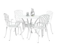 vidaXL Ensemble de Salle à Manger pour Jardin 5 pcs Blanc Aluminium, Ensemble de Jardin en Aluminium, Table Traditionnelle, Meubles résistant aux intempéries pour Vos Repas d'été