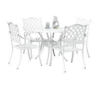 vidaXL Ensemble de Salle à Manger pour Jardin 5 pcs Blanc Aluminium, Ensemble de Jardin en Aluminium, Table Traditionnelle, Meubles résistant aux intempéries pour Vos Repas d'été