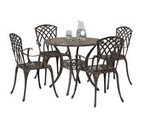 vidaXL Ensemble de Salle à Manger pour Jardin 5 pcs Bronze Aluminium, Ensemble de Jardin en Aluminium, Table Traditionnelle, Meubles résistant aux intempéries pour Vos Repas d'été