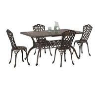 vidaXL Ensemble de Salle à Manger pour Jardin 5 pcs Bronze Aluminium, Ensemble de Salle à Manger rectangulaire, Meubles en Aluminium, Jardin et terrasse, Parfait pour socialiser