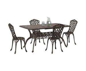 vidaXL Ensemble de Salle à Manger pour Jardin 5 pcs Bronze Aluminium, Ensemble de Salle à Manger rectangulaire, Meubles en Aluminium, Jardin et terrasse, Parfait pour socialiser