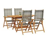 Set de repas de jardin 5 pièces vidaXL en bois d'acacia et poly rotin gris