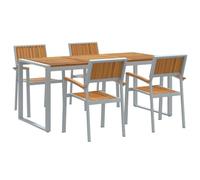 vidaXL Ensemble de Salle à Manger pour Jardin 5 pcs Gris, Ensemble de Jardin Moderne, Table rectangulaire en Acacia, mobilier Solide pour Repas en Plein air