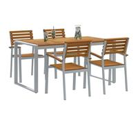 vidaXL Ensemble de Salle à Manger pour Jardin 5 pcs Gris et Marron, Mobilier de Jardin et terrasse, Ensemble de Repas Moderne en Acacia, Parfait pour Vos soirées en Plein air!