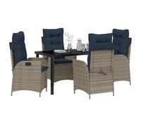vidaXL Ensemble de Salle à Manger pour Jardin 5 pcs Gris et Noir Rotin, Ensemble Repas Moderne pour Jardin et terrasse, chaises ergonomiques, mobilier en rotin résistant, Dossier Ajustable