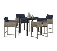 vidaXL Ensemble de Salle à Manger pour Jardin 5 pcs Gris Poly rotin, Ensemble de Jardin élégant, léger en Poly rotin, Verre résistant aux intempéries, Meubles Modernes pour Vivre en extérieur