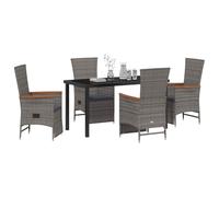 vidaXL Ensemble de Salle à Manger pour Jardin 5 pcs Gris Poly rotin, Ensemble de Jardin et terrasse Moderne, résistant aux intempéries, léger, Poly Rattan, mobilier d'extérieur Durable