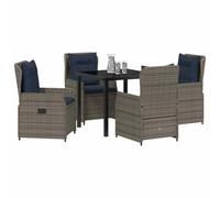 vidaXL Ensemble de Salle à Manger pour Jardin 5 pcs Gris Poly rotin, Ensemble de Jardin et terrasse, rectangulaire, Contemporain, accoudoirs réglables, Rattan, mobilier d'extérieur résistant.