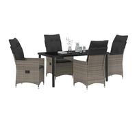 vidaXL Ensemble de Salle à Manger pour Jardin 5 pcs Gris Poly rotin, Ensemble de Salle à Manger Moderne, chaises ergonomiques, Table en rotin, sièges Ajustables pour terrasse.