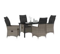 vidaXL Ensemble de Salle à Manger pour Jardin 5 pcs Gris Poly rotin, Ensemble de Salle à Manger Moderne, chaises ergonomiques, Table en rotin, sièges Ajustables pour terrasse.