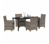 vidaXL Ensemble de Salle à Manger pour Jardin 5 pcs Gris polyrotin, Ensemble de Salle à Manger Moderne, pour Jardin et terrasse, mobilier Durable pour l'été, Table et chaises.