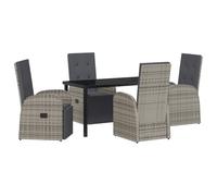 Vidaxl Set De Salle À Manger De Jardin 5 Pièces Avec Coussins Gris En Rotin Poly Gris