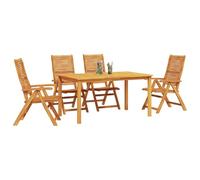 vidaXL Ensemble de Salle à Manger pour Jardin 5 pcs Marron, Ensemble de Jardin en Acacia, mobilier extérieur Rustique, résistant aux intempéries, assises Beige Marron