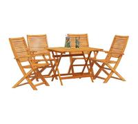vidaXL Ensemble de Salle à Manger pour Jardin 5 pcs Marron, Ensemble de Repas extérieur, Table en Acacia Rustique, mobilier pour Jardin, assises résistantes aux intempéries