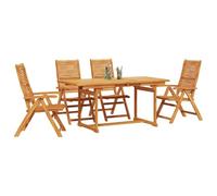 vidaXL Ensemble de Salle à Manger pour Jardin 5 pcs Marron, Ensemble Repas en Acacia pour Jardin et terrasse, Meubles d'extérieur rustiques, Table Pliante, sièges Beiges