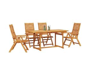 vidaXL Ensemble de Salle à Manger pour Jardin 5 pcs Marron, Ensemble Repas en Acacia pour Jardin et terrasse, Meubles d'extérieur rustiques, Table Pliante, sièges Beiges