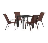 vidaXL Ensemble de Salle à Manger pour Jardin 5 pcs Marron, Ensemble Repas Jardin et terrasse, résistant aux UV, mobilier Contemporain, Super Durable!