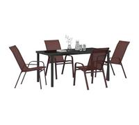vidaXL Ensemble de Salle à Manger pour Jardin 5 pcs Marron, Ensemble Repas Jardin et terrasse, résistant aux UV, mobilier Contemporain, Super Durable!