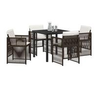vidaXL Ensemble de Salle à Manger pour Jardin 5 pcs Marron, Jardin et terrasse, Ensemble de Salle à Manger Rectangle Moderne, Ensembles de Jardin Pliables, Collection de Meubles en Poly Rattan