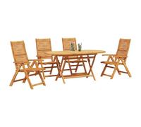 vidaXL Ensemble de Salle à Manger pour Jardin 5 pcs Marron, Mobilier de Jardin, Ensemble de Salle à Manger Rustique, Bois d'acacia, sièges pliants pour Vos Repas Dehors